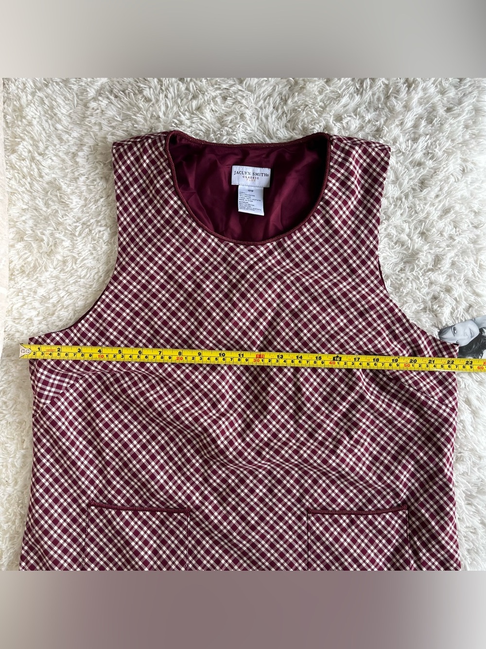 Vintage Jaclyn Smith burgundy plaid dress with pockets - Picture 6 of 7
